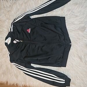 Y2K Adidas Black Track Jacket w/ White Stripes – Juniors Medium